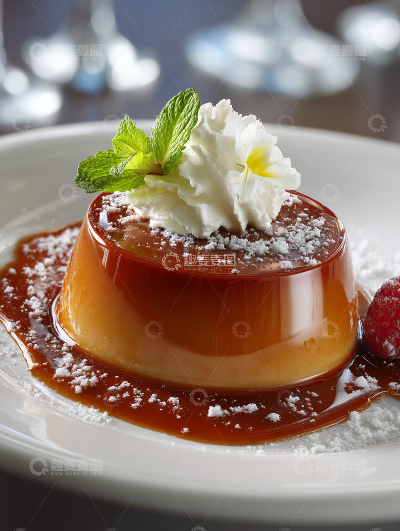 高清大图下载【趣麦麦图】焦糖布丁摄影图2