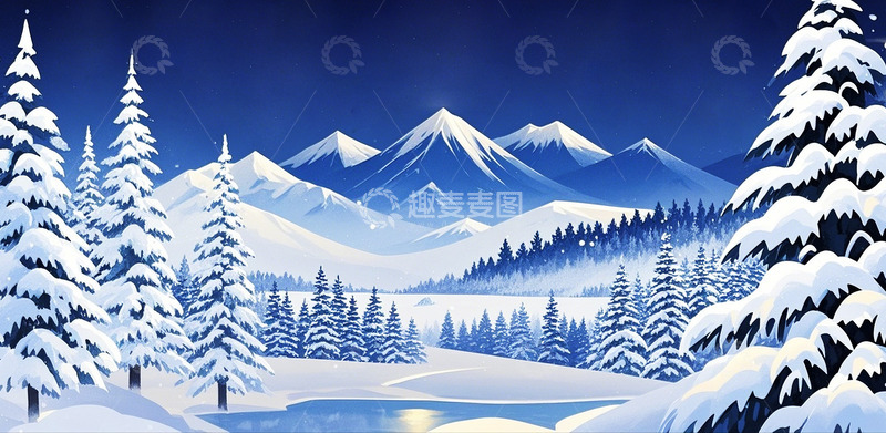 高清大图下载【趣麦麦图】冬季冬天大雪背景3