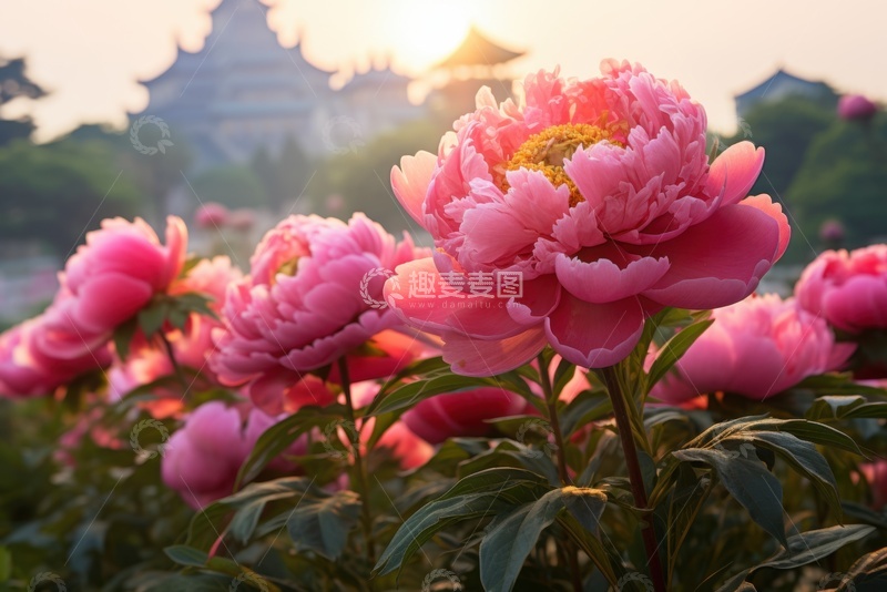 高清大图下载【趣麦麦图】花田里盛开的牡丹花