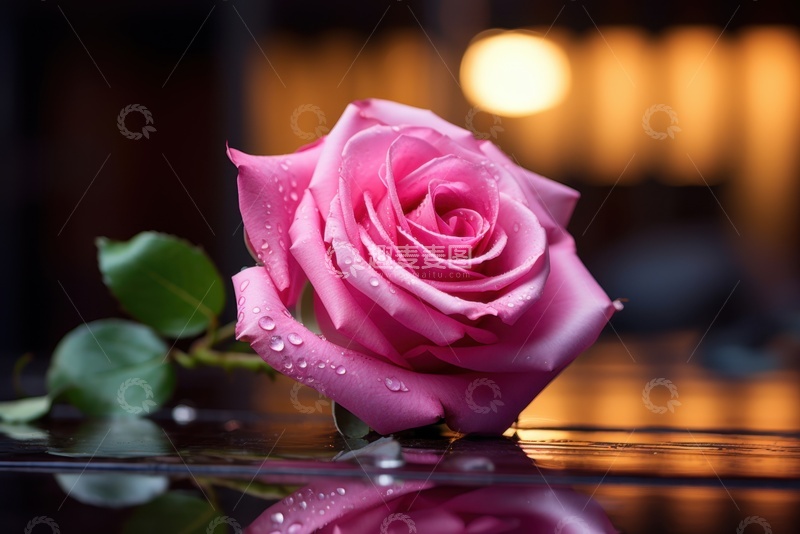 高清大图下载【趣麦麦图】桌面上放置的一朵玫瑰