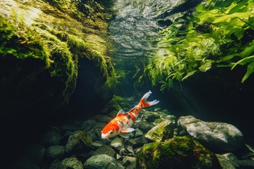 小溪河流里的一条金鱼