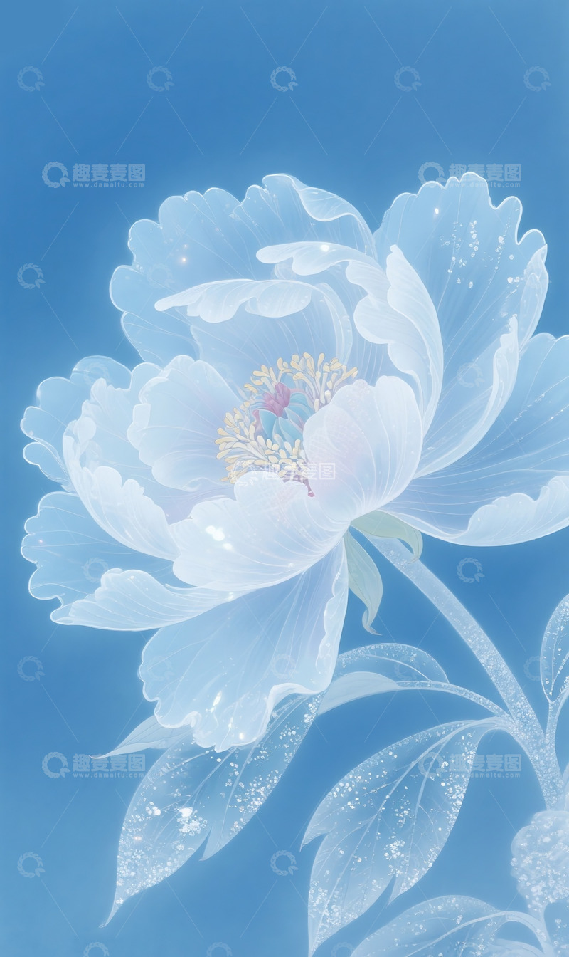 高清大图下载【趣麦麦图】牡丹工笔画1