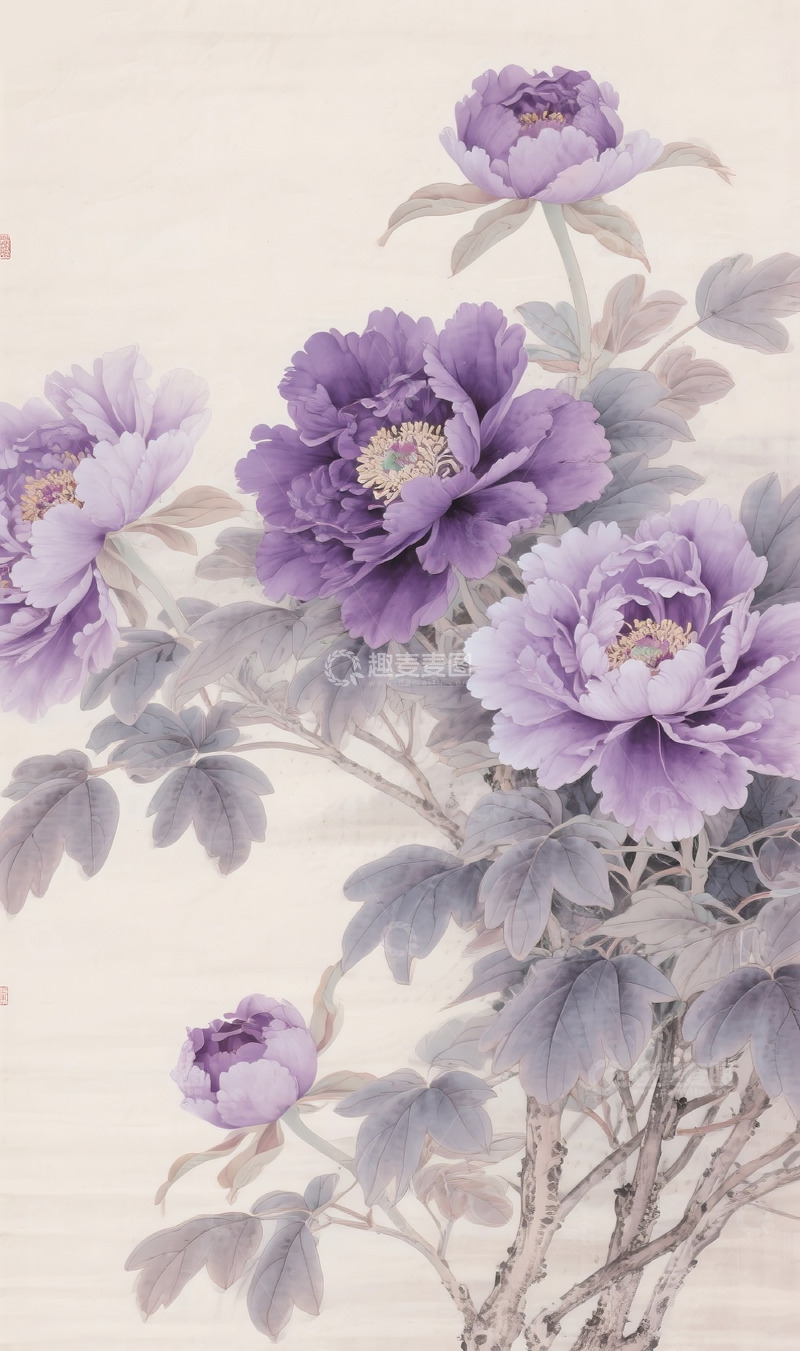 高清大图下载【趣麦麦图】牡丹工笔画8
