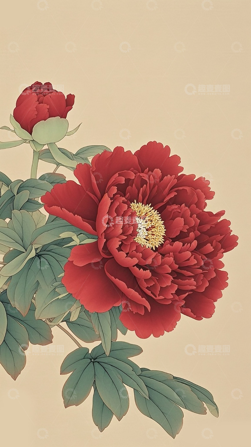 高清大图下载【趣麦麦图】牡丹工笔画11