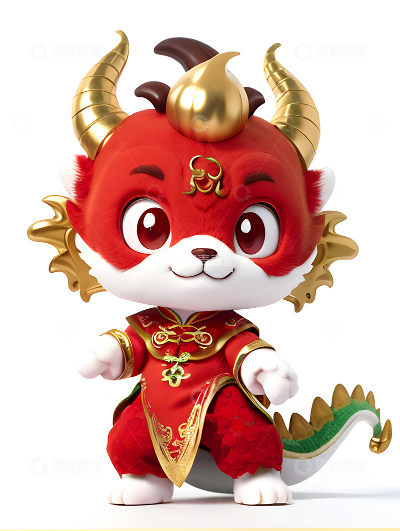 高清大图下载【趣麦麦图】3D卡通可爱红色喜庆中国龙宝宝