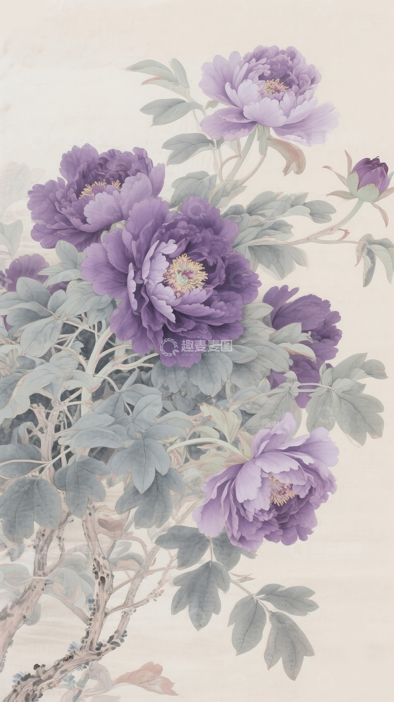 高清大图下载【趣麦麦图】牡丹工笔画3