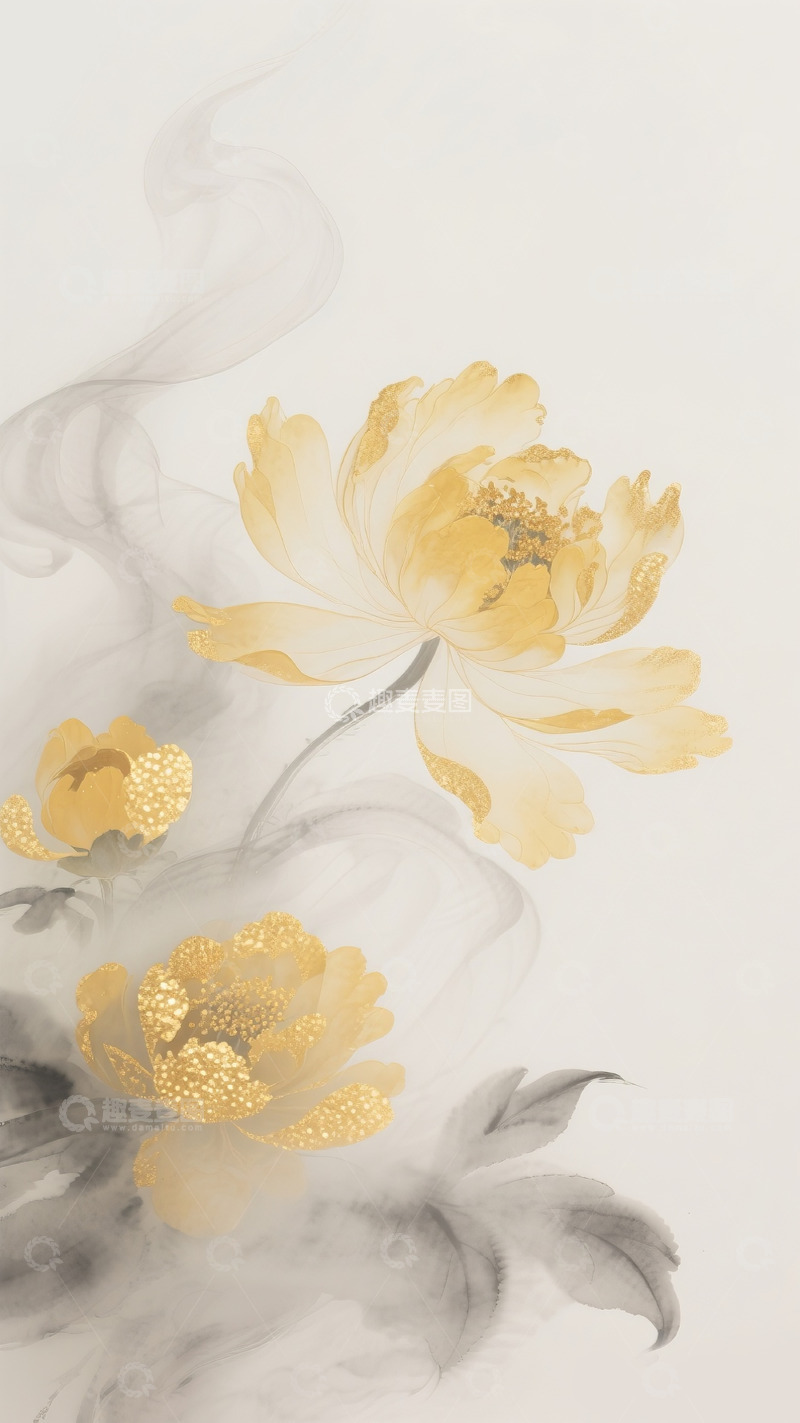 高清大图下载【趣麦麦图】牡丹花插画8