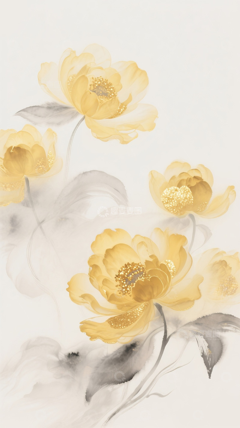 高清大图下载【趣麦麦图】牡丹花插画32