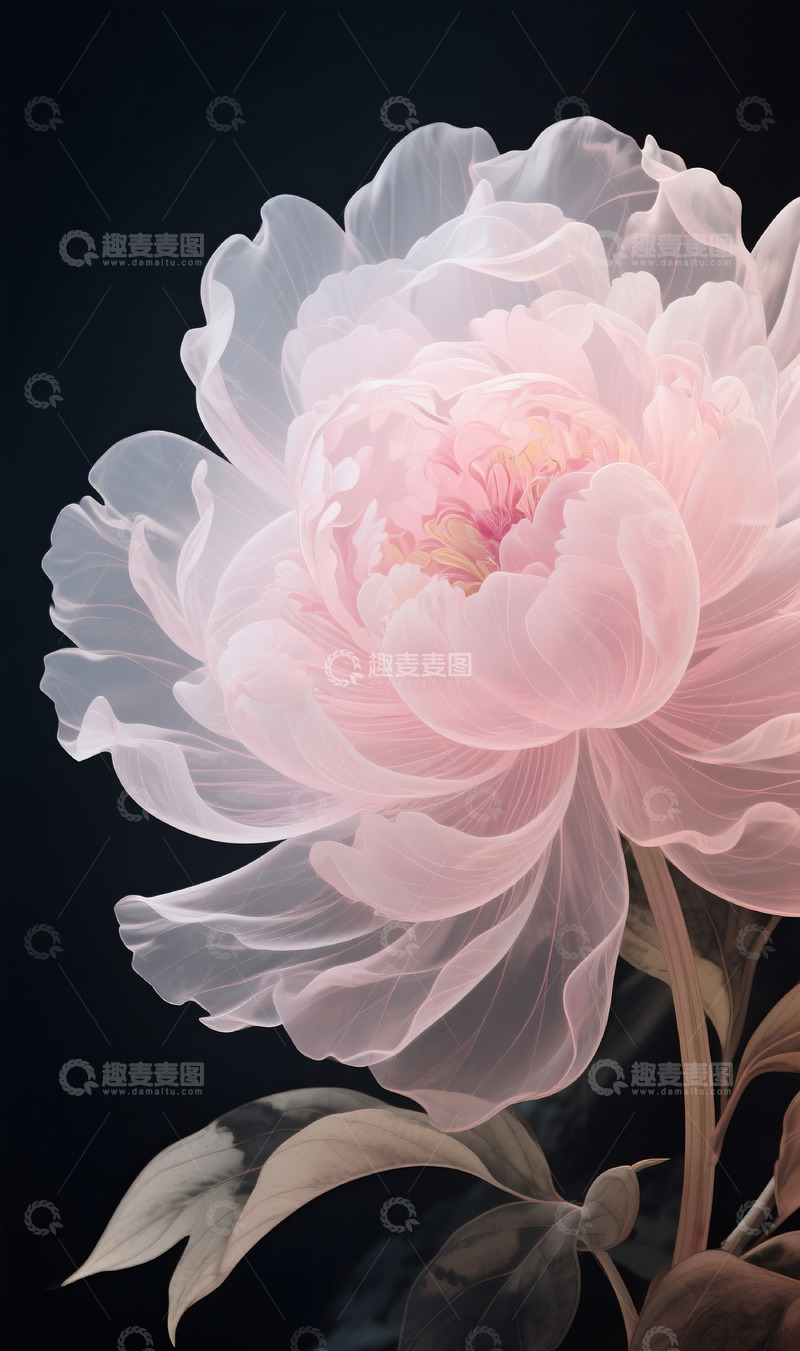 高清大图下载【趣麦麦图】牡丹花插画16