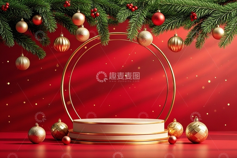 高清大图下载【趣麦麦图】圣诞节红色展台