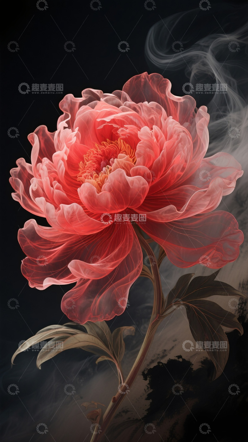 高清大图下载【趣麦麦图】牡丹花插画13