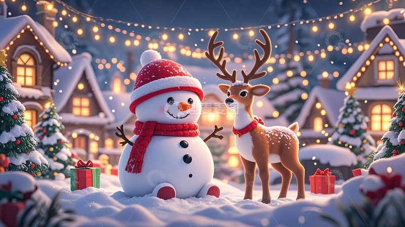 高清大图下载【趣麦麦图】圣诞节雪人圣诞老人3