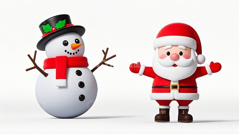 高清大图下载【趣麦麦图】圣诞节雪人圣诞老人2