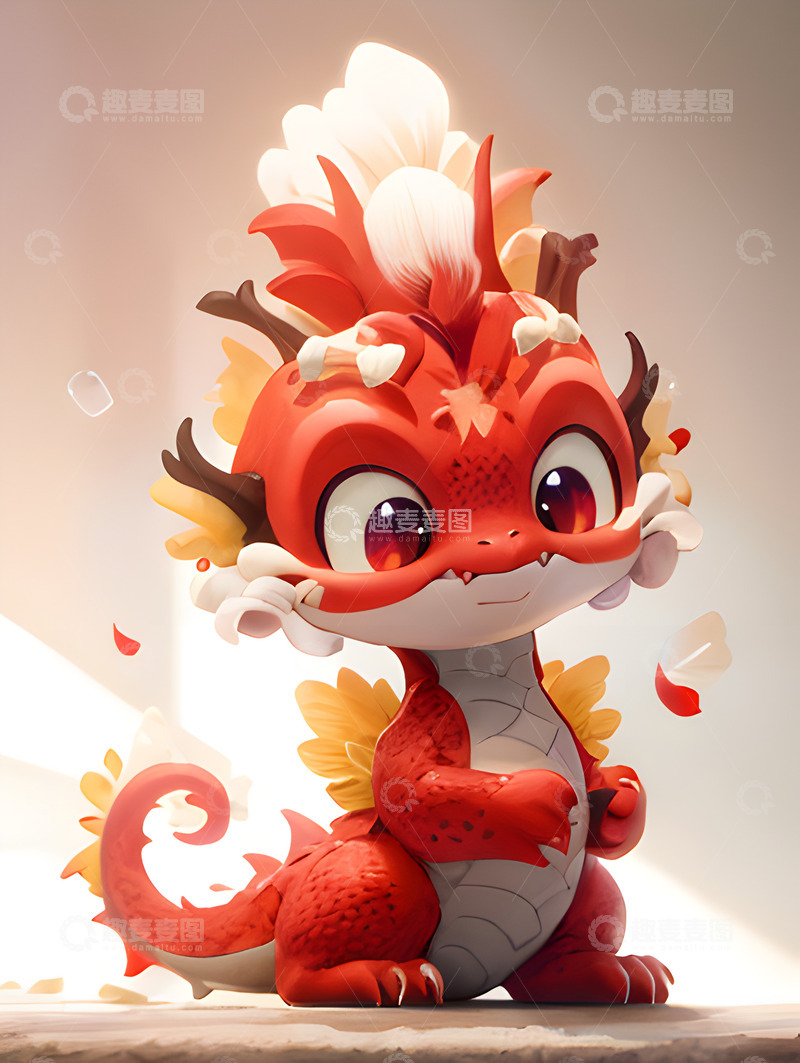 高清大图下载【趣麦麦图】3D卡通可爱红色喜庆中国龙宝宝3
