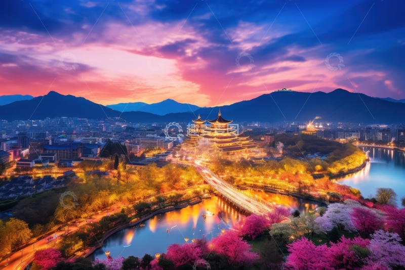 灯火辉煌的城市夜景