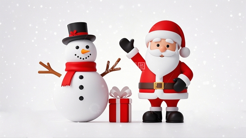 高清大图下载【趣麦麦图】圣诞节雪人圣诞老人