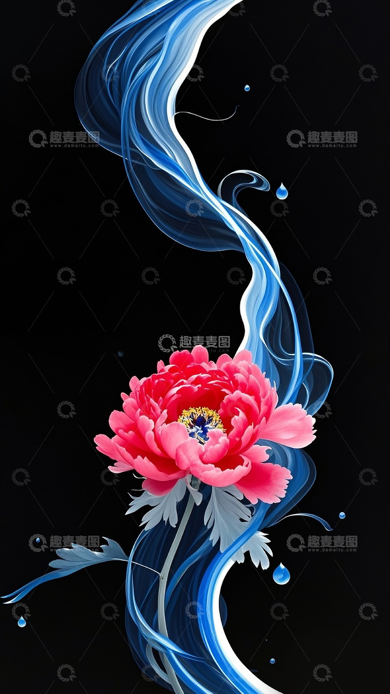 高清大图下载【趣麦麦图】烟雾牡丹7