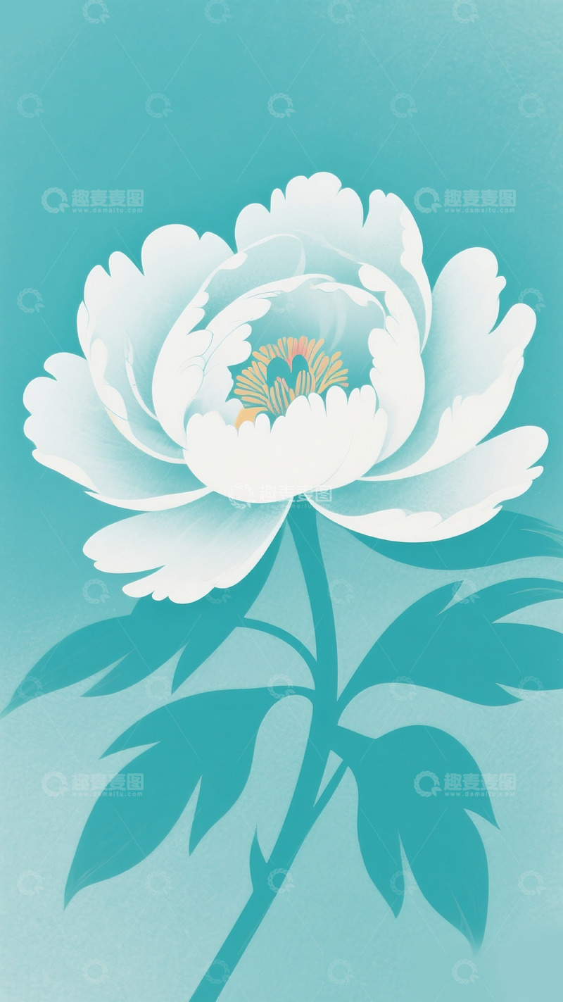 高清大图下载【趣麦麦图】牡丹花插画1