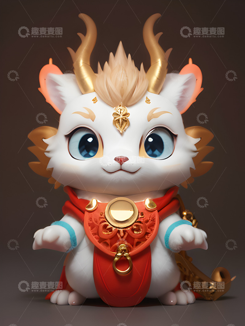 高清大图下载【趣麦麦图】3D卡通可爱红色喜庆中国龙宝宝2