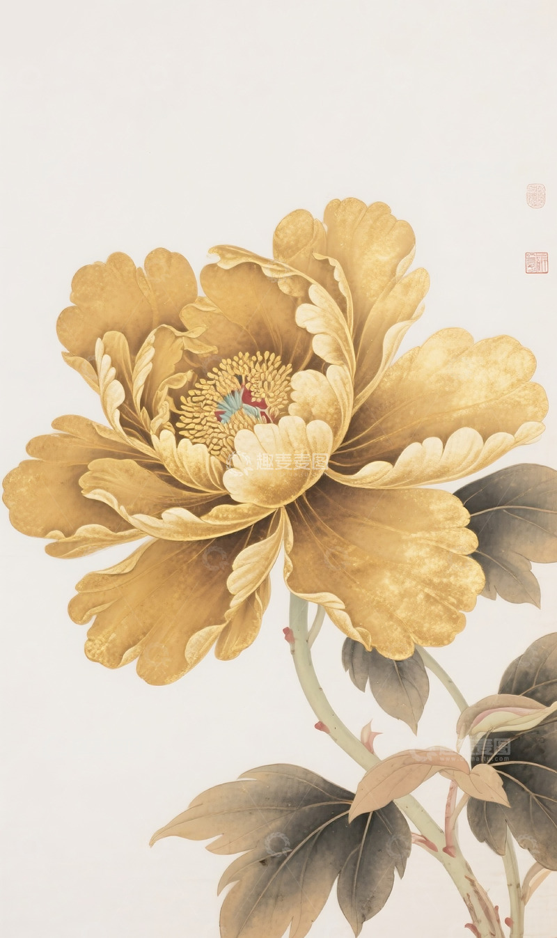 高清大图下载【趣麦麦图】牡丹花插画28