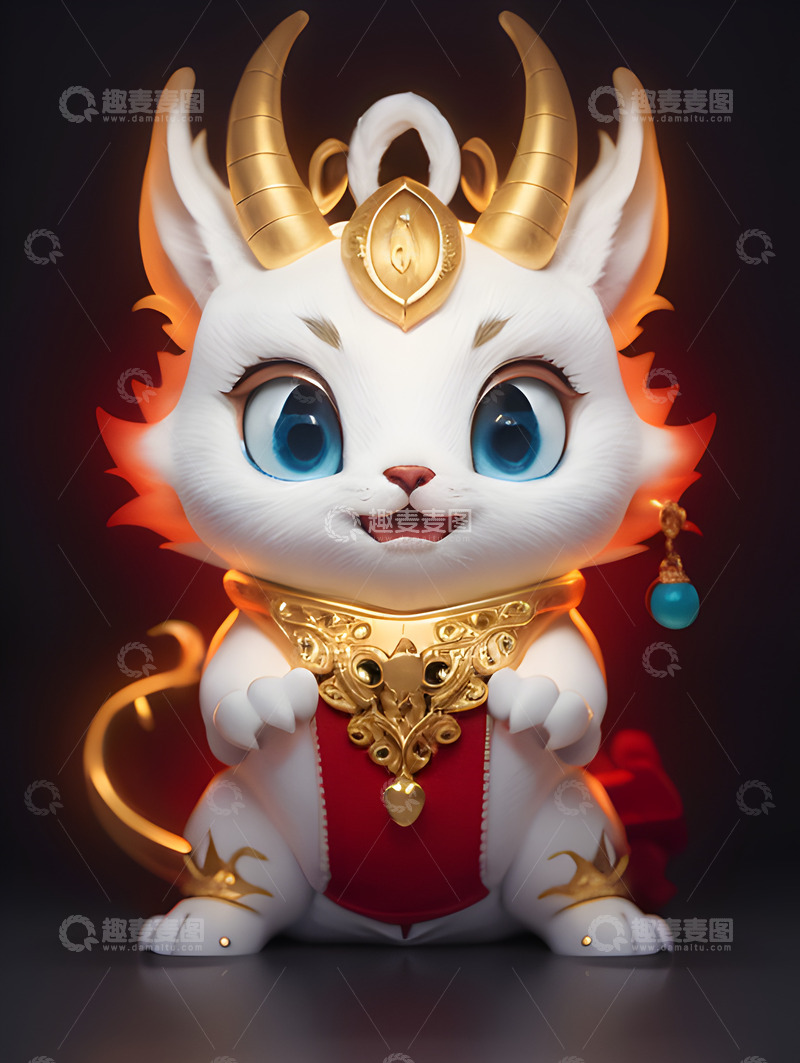 高清大图下载【趣麦麦图】3D卡通可爱红色喜庆中国龙宝宝1