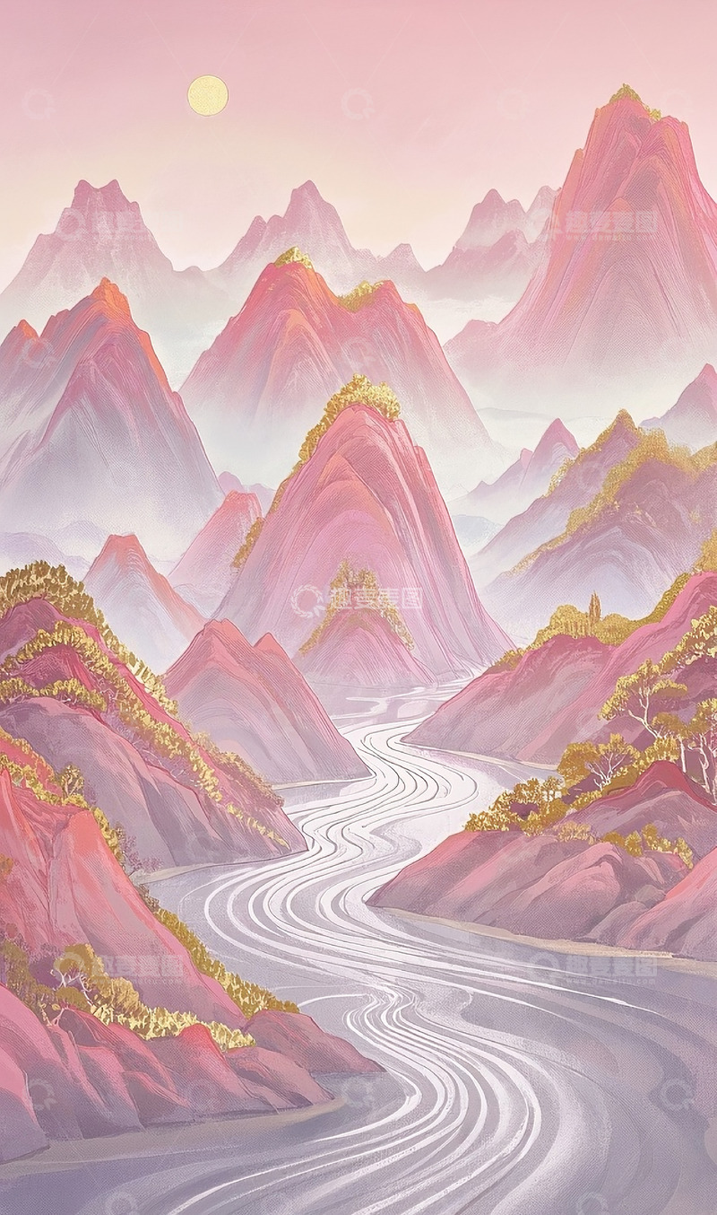 高清大图下载【趣麦麦图】金箔岩彩插画10