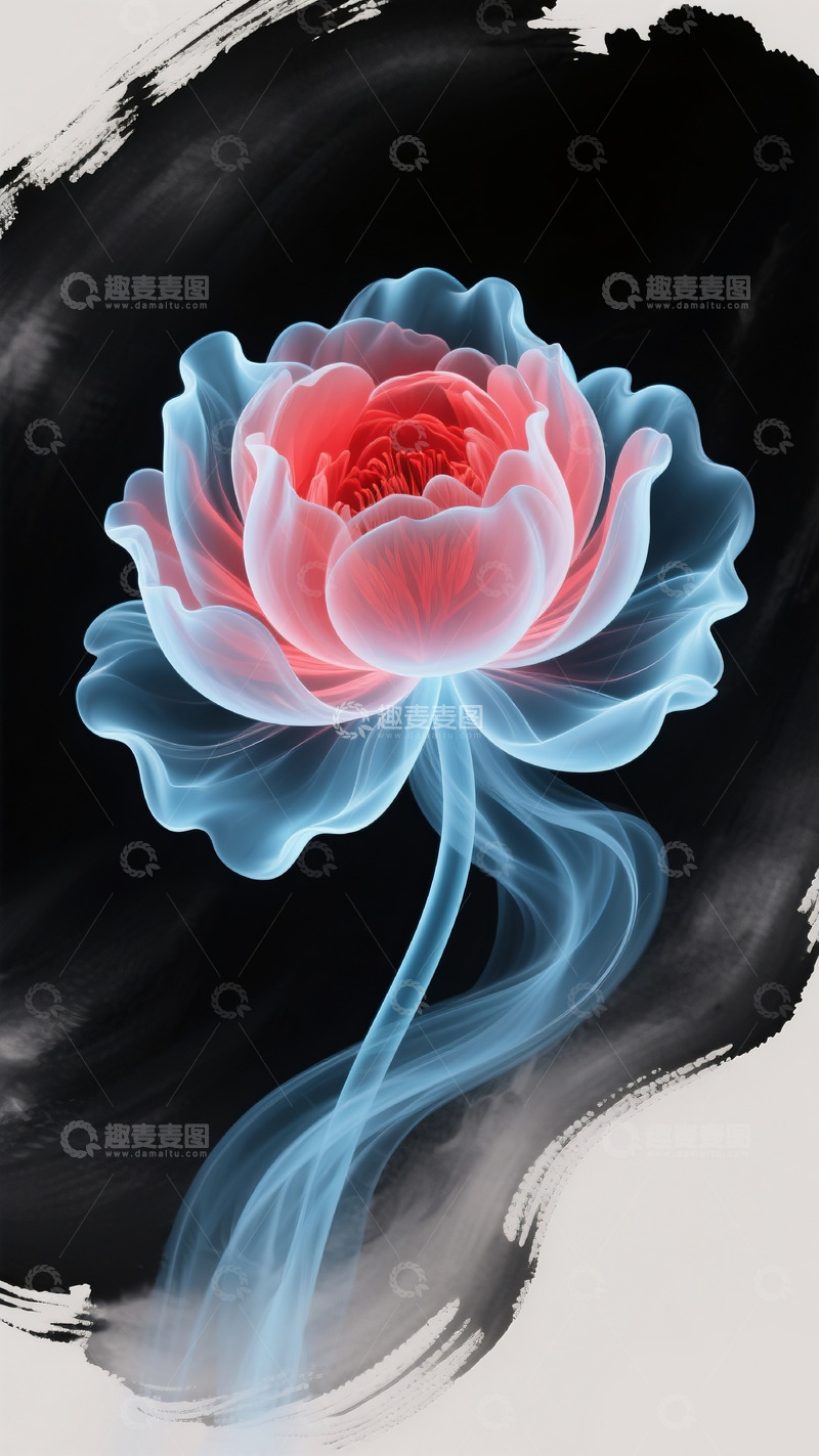 高清大图下载【趣麦麦图】烟雾牡丹2