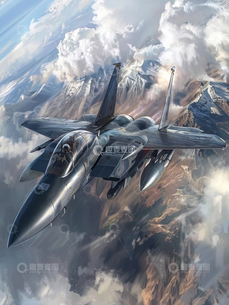 高清大图下载【趣麦麦图】科幻F15战斗机飞机AI壁纸高清图片背景3