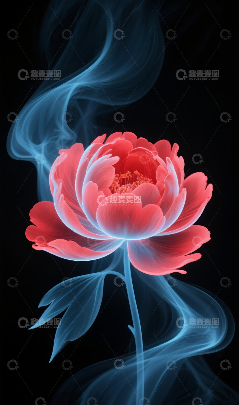 高清大图下载【趣麦麦图】烟雾牡丹1