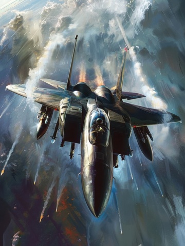 科幻F15战斗机飞机AI壁纸高清图片背景