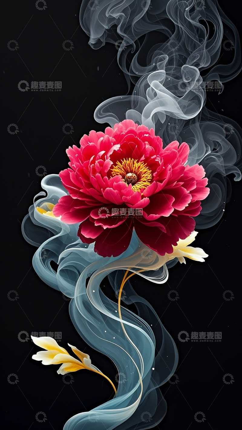 高清大图下载【趣麦麦图】烟雾牡丹4