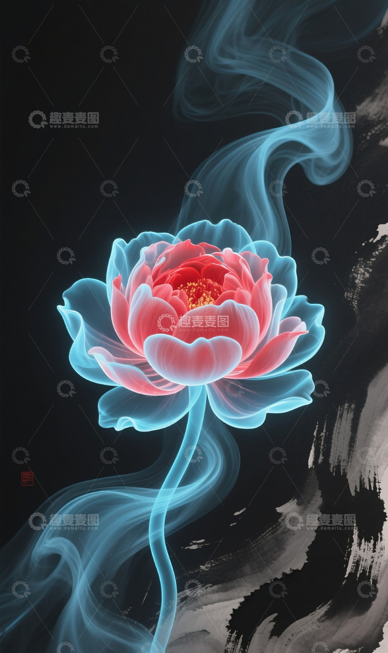 高清大图下载【趣麦麦图】烟雾牡丹