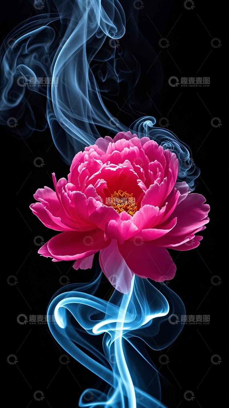 高清大图下载【趣麦麦图】烟雾牡丹5