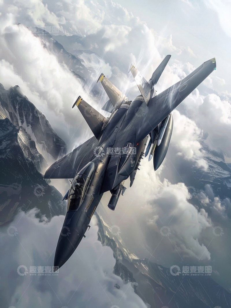 高清大图下载【趣麦麦图】科幻F15战斗机飞机AI壁纸高清图片背景2