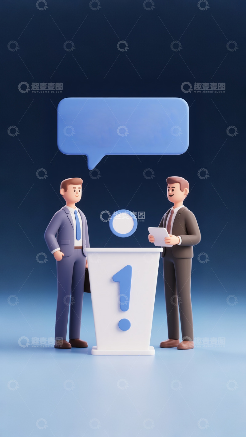高清大图下载【趣麦麦图】招聘应聘商务人员3D卡通职场办公室3