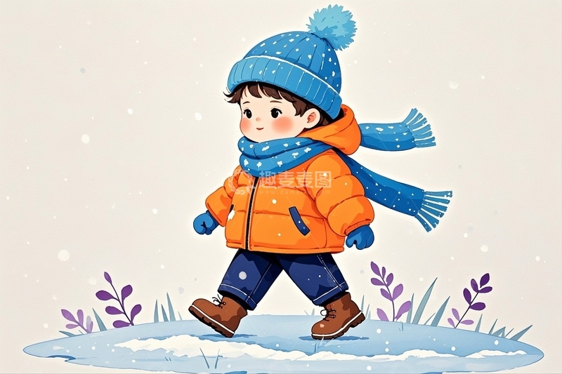 高清大图下载【趣麦麦图】冬季大雪儿童5