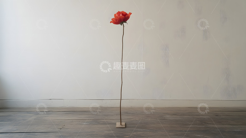 高清大图下载【趣麦麦图】白墙前的一朵红花艺术摄影6