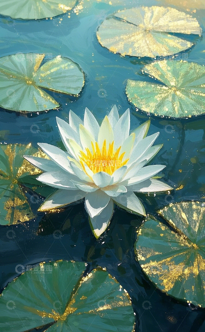 高清大图下载【趣麦麦图】岩彩睡莲 3