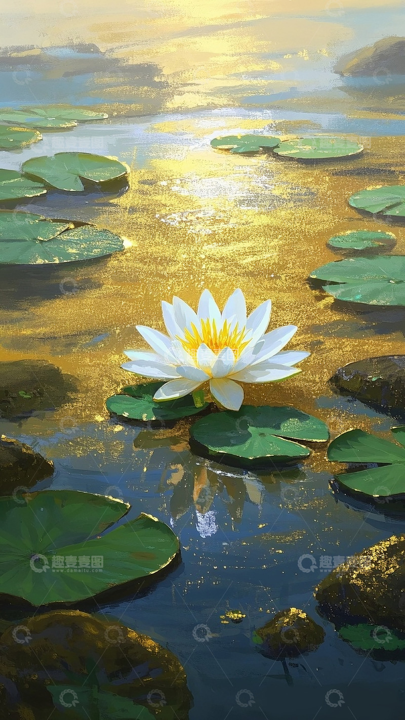 高清大图下载【趣麦麦图】岩彩睡莲 