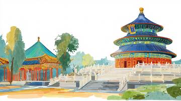 天坛  插画  艺术