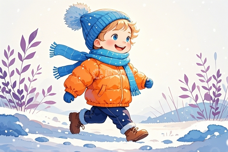 高清大图下载【趣麦麦图】冬季大雪儿童7