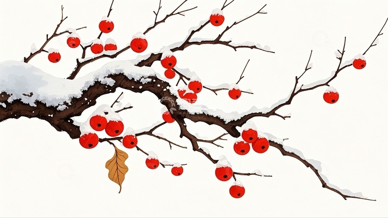 高清大图下载【趣麦麦图】霜降大雪红果1