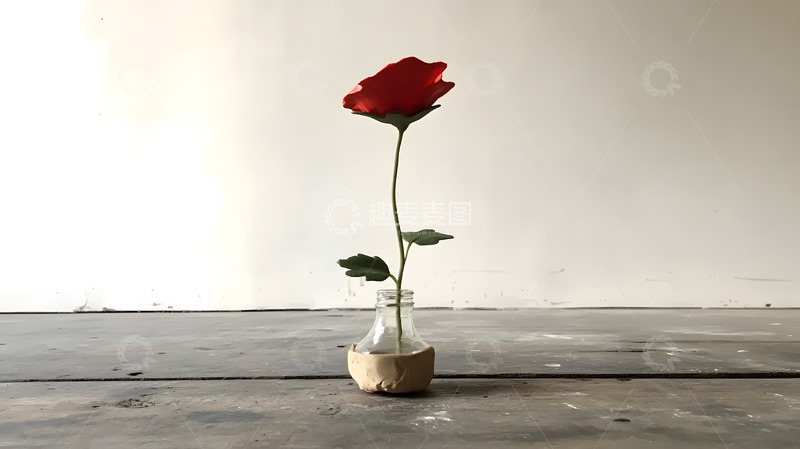 高清大图下载【趣麦麦图】白墙前的一朵红花艺术摄影5