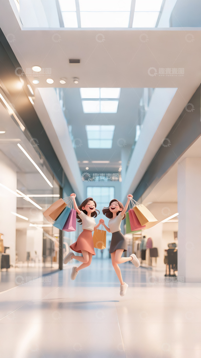 618电商购物狂欢的女孩3D渲染2