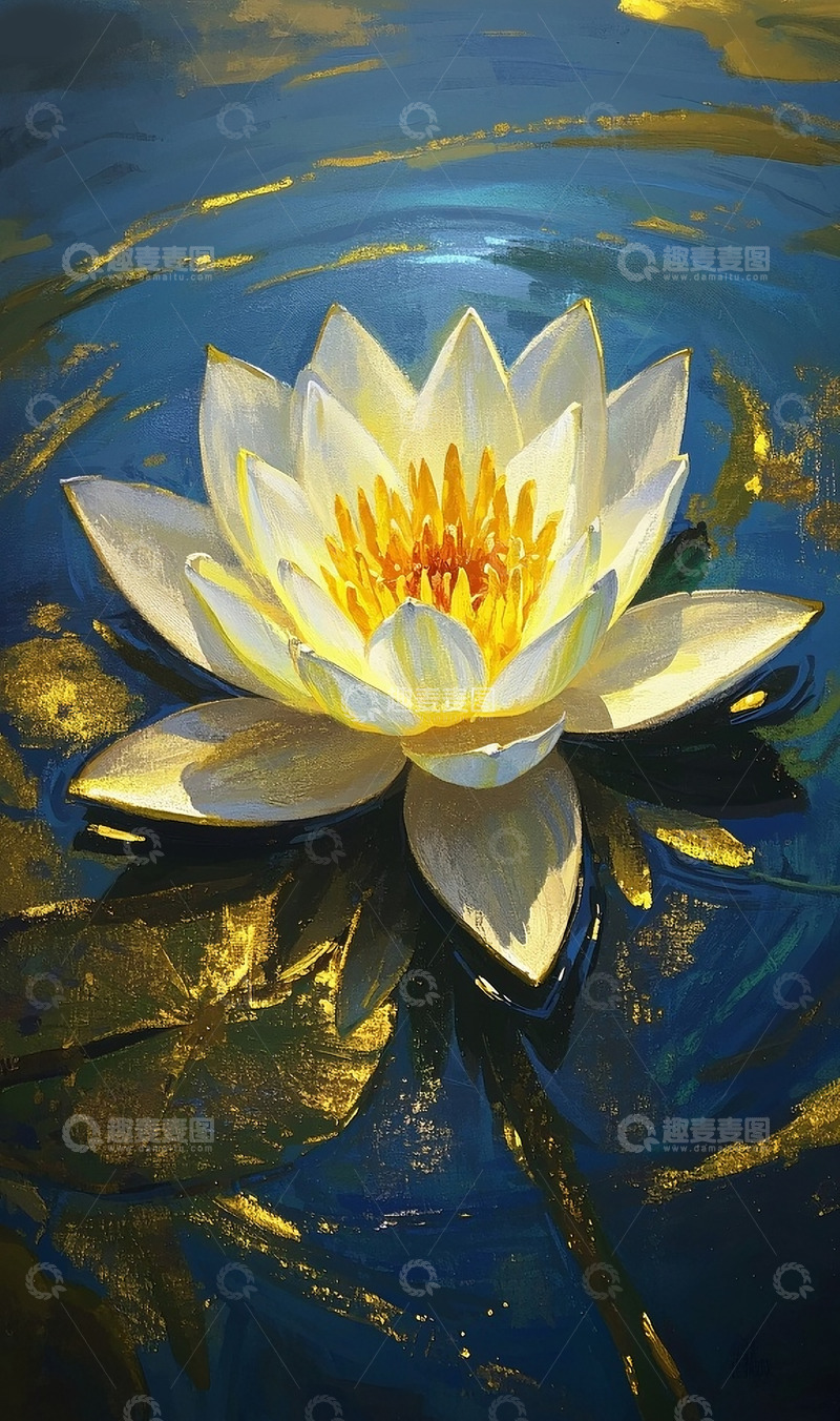 高清大图下载【趣麦麦图】岩彩睡莲 1