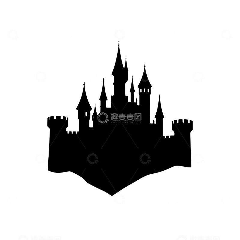 源文件下载【趣麦麦图】-黑色中世纪城堡轮廓剪影设计