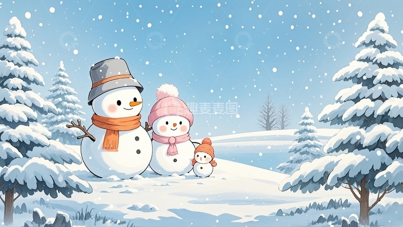 高清大图下载【趣麦麦图】冬季冬天可爱雪人3