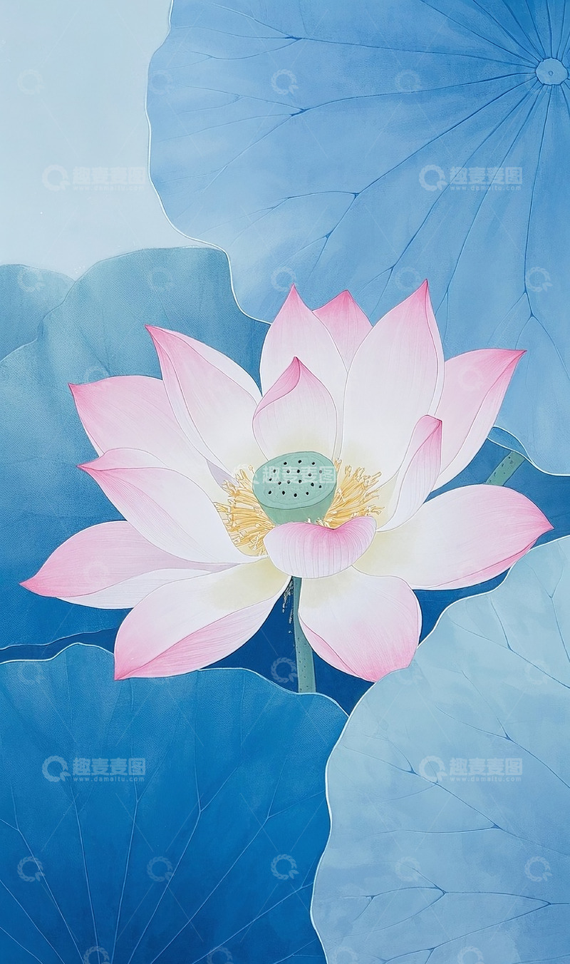 高清大图下载【趣麦麦图】莲花工笔画