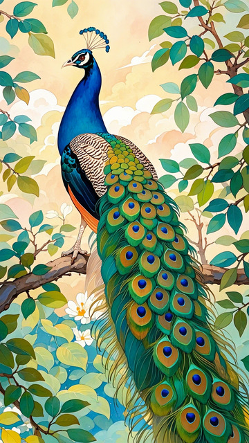 动物美丽蓝孔雀1