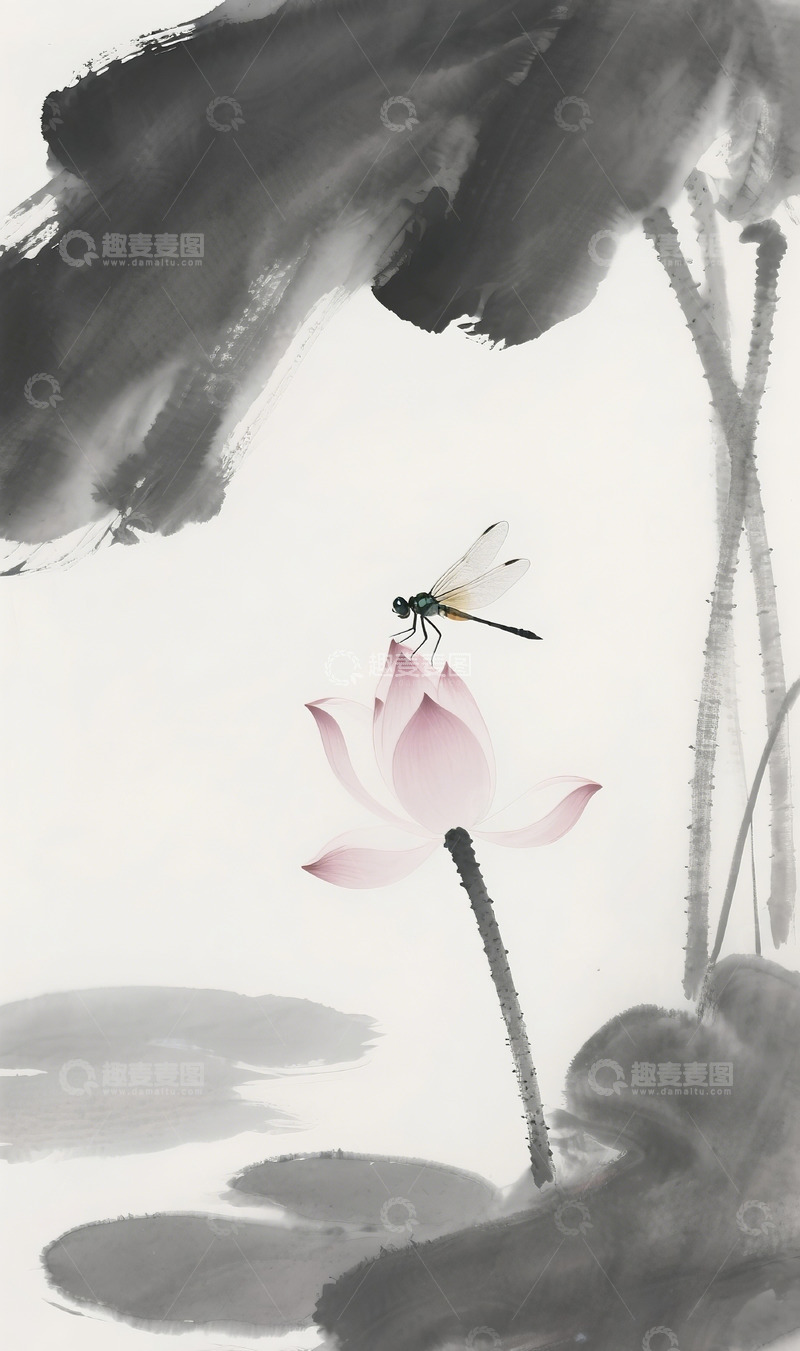 高清大图下载【趣麦麦图】荷花水墨画9